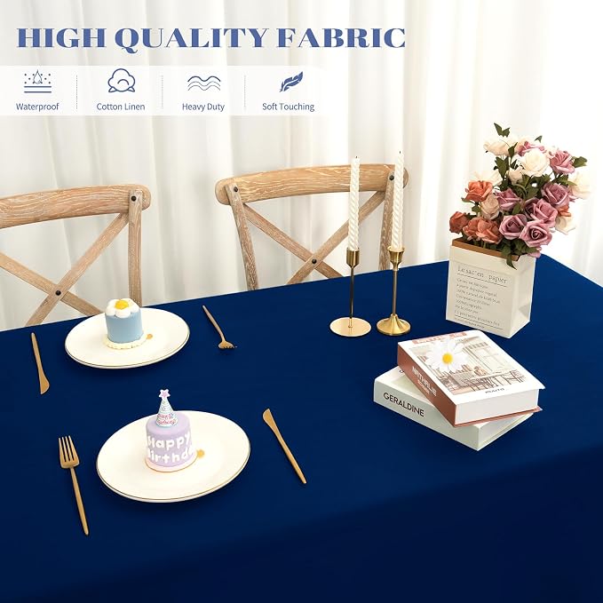 6 Pack Tablecloth 60 x 102 inch Polyester Table Cloth for 6 Foot Rectangle Tables,Stain and Wrinkle Resistant Washable Fabric Table Covers Polyester Navy Blue Table Clothes for Wedding,Party,Banquet - Image 4