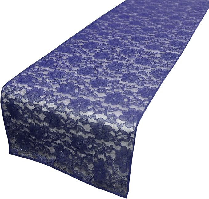 Zen Creative Designs 10 Pack Floral Lace Table Runner Sheer Lace Event Party Wedding Table Decor (12" by 108", Navy) by ZenCreativeDesigns