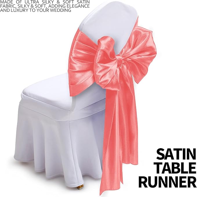 SI Pack of 15 Wedding 12 x 108 inch Satin Table Runner for Wedding, Decorations for Graduations, Engagements, Birthday Parties, Banquets, Runners fit Rectangle, Round Table - Coral - Image 3