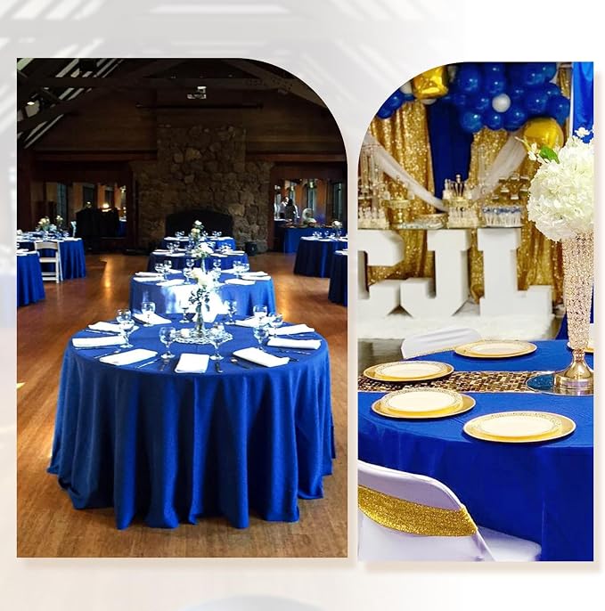 10 Packs 90 Inch Royal Blue Round Polyester Tablecloths | Table Cover for Round Tables, Stain and Wrinkle Resistant Washable Table Cloth, Perfect for Wedding Banquet Parties - Image 6