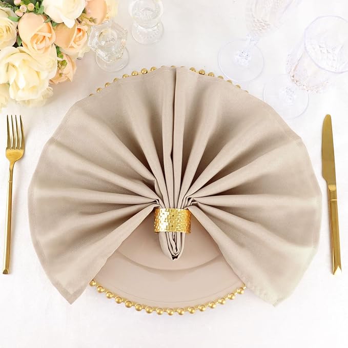 Tableclothsfactory Premium Pack of 5 Premium Nude 20" x 20" Washable Polyester Napkins Great for Wedding Party Restaurant Dinner Parties - Image 6