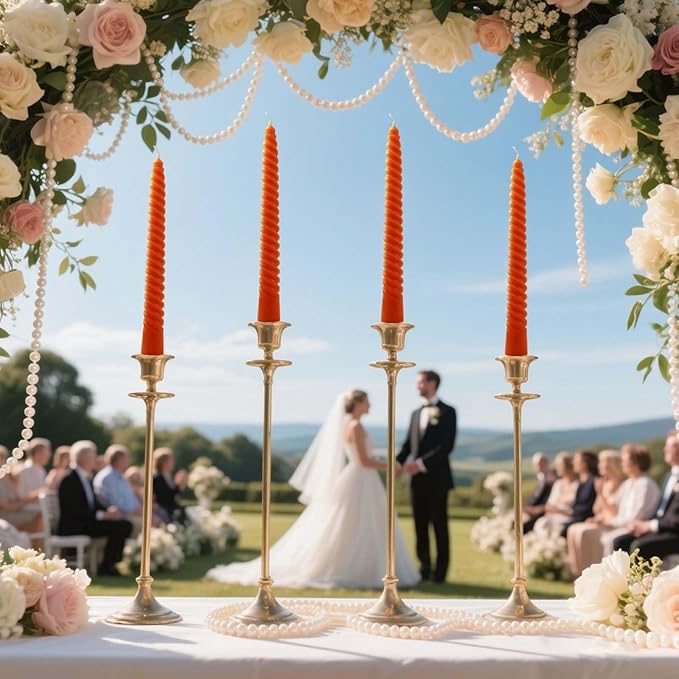 4 Pcs8 Inch Fall Orange Gradient Color Taper Candles,Wedding,Birthday Party,Christmas and Spring Home Decoration, Twisted Candlesticks for Dinner Halloween,Thanksgiving (4, Orange, 8 in)