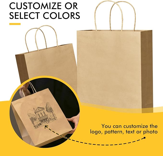 RACETOP Brown Kraft Gift Paper Bags 50 Pack 8x4.5x10.8 in with Handles | Recycled Paper, Reinforced Handles, for Crafts, Retail, Shopping, Favors, Gift Giving, Eco-Friendly - Image 6