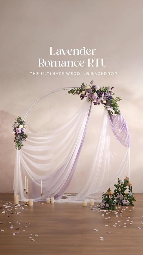Ling's moment Wedding Arch Flowers, Purple Lilac | Artificial floral, 2pcs Hanging Flower Arrangement, 2pcs Chiffon Drapes, Fake Rose, Ceremony Reception Arbor Backdrop Decor - Image 10
