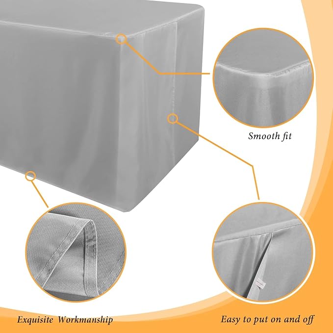 Obstal 2 Pack Table Clothes for 6 Foot Rectangle Tables, Silver | Water Resistant Washable Fabric Polyester Rectangle Table Cover Protector for Wedding, Banquet and Trade Shows, 72x30Inch - Image 4