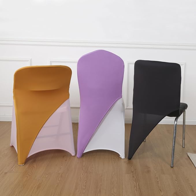 Spandex Stretch Chair Cap One Leg Covers Sashes Bands/Hood/Hat Elegant for Event Party Decor Cadbury Purple - Image 6