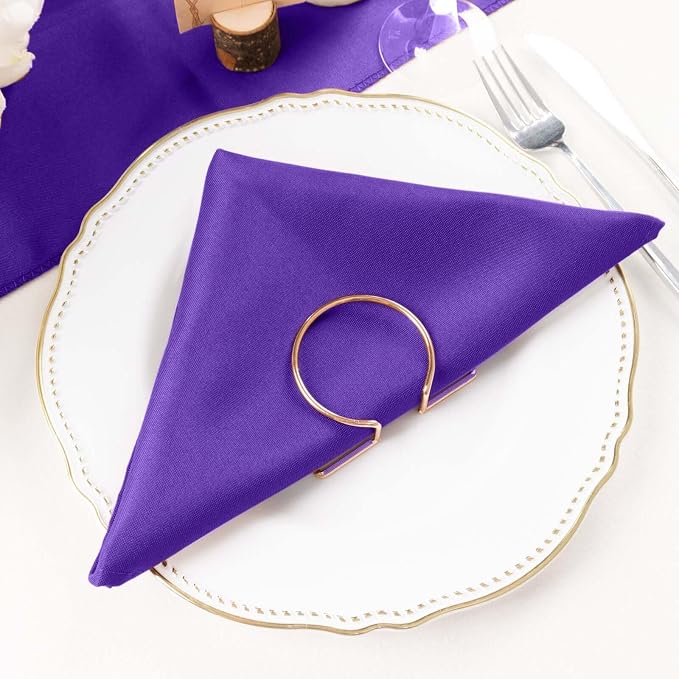 Efavormart Premium Cloth Napkins Set of 100, 20x20 Inch Purple Seamless Dinner Napkins, Washable Linen Table Napkin Cloth with Hemmed Edges for Weddings, Party and Banquet - Image 2