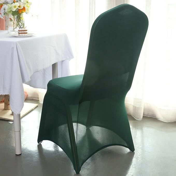 Efavormart 10 Pack Hunter Emerald Green Spandex Fitted Banquet Chair Covers, Reusable Stretched Slip On Chair Covers - Image 6