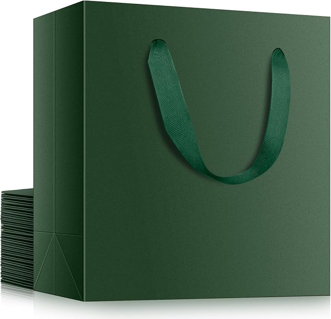 EUSOAR Paper Gift Bags, 20pcs 12.5"x4.5"x11" Green Kraft Gift Wrap Bags with Handles, Merchandise Retail Paper Shopping Wrapping Bags for Business, Craft Grocery, Boutique, Party Favor, Wedding by EUSOAR