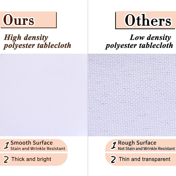 Kesfey 4 Packs White Polyester Table Cloth 60 x102 inch Washable Wrinkle Resistant Tablecloths Fabric Table Covers for 6 Foot Rectangle Tables High Density Banquet Tablecloth for Wedding Celebration - Image 5