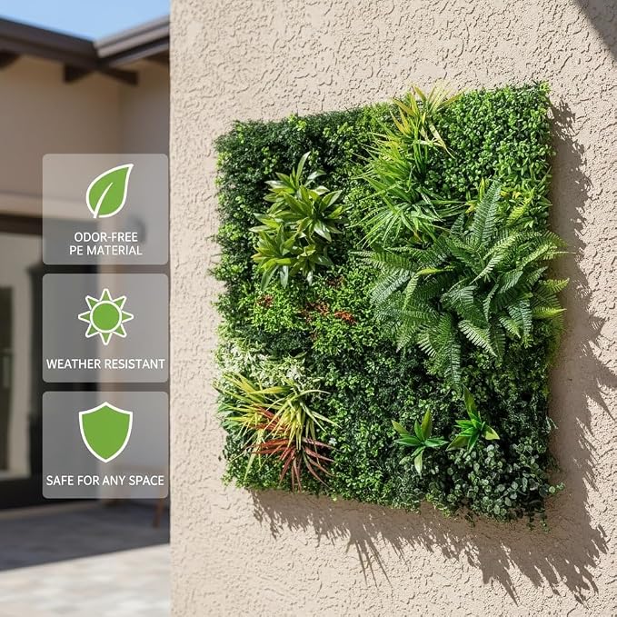 Artificial Grass Wall Panels, 40"x40" Greenery Wall Boxwood Panels, UV-Anti | Faux Grass Ivy Privacy Screen Fence, Grass Wall Backdrop for Indoor Outdoor Garden Patio Backyard Green Wall Decor - Image 3