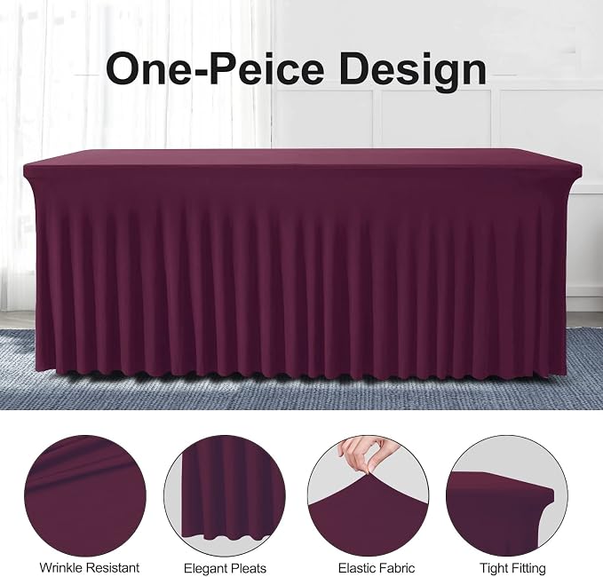BDDC One-Piece Spandex Table Cloth Skirt for 8FT Rectangle Tables - Image 2