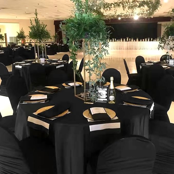 12 Packs 108 Inch Black Round Polyester Tablecloths | Table Cover for Round Tables, Stain and Wrinkle Resistant Washable Table Cloth, Perfect for Wedding Banquet Parties - Image 5