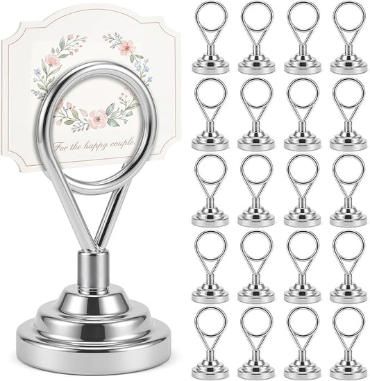 Kathfly 24 Pcs Table Number Holder, 1.7inch Place Card Holder | Weighted-base Ring Clip Holders for Weddings, Buffets, Birthday Parties, Anniversaries, and Office Displays by Kathfly