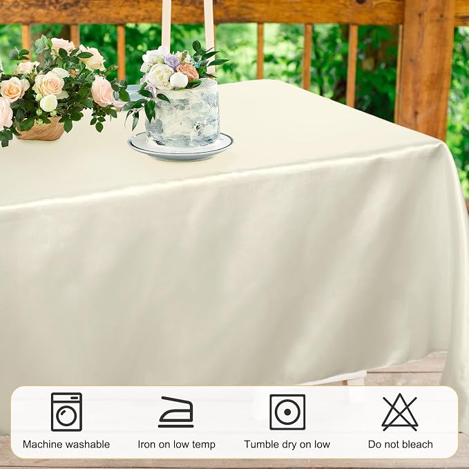 Moukeren Rectangle Tablecloths 58" x 102" for 6 ft Tables, Ivory, 18 Pack | Wrinkle Resistant Polyester, Reusable Washable Bulk Tablecloths, Wedding Party Restaurant - Image 2