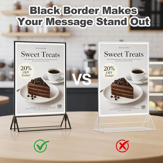Daofary Acrylic Sign Holder 5 x 7, 14 Pack Black Double-Sided Frames | Clear Display Stands for Menus, Flyers, Weddings and Restaurants - Image 5