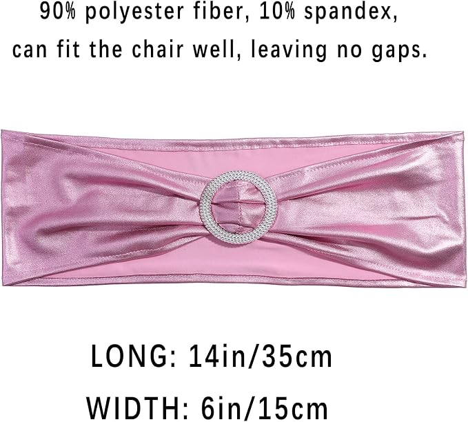 25 PCS Spandex Stretch Chair Sashes Bow Elastic Chair Cover Bands with Buckle Slider for Wedding, Banquet, Party, Hotel Event Decorations - Pink - Image 3