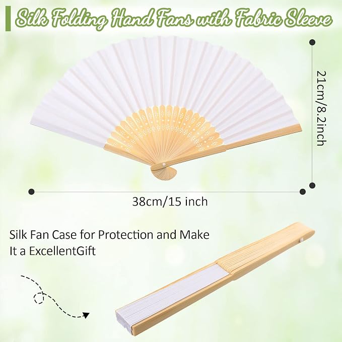 Qunclay 80 Pcs Paper Hand Fans Bulk 8.3 Inch White Bamboo Folding Fans | Blank DIY Painting Surface, Wedding Party Favors, Photography Props, Home Decor, Reusable Handheld at Events and Gifts - Image 4