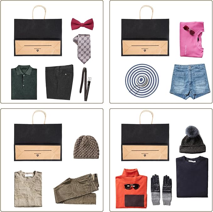 16x6x12 Inch 80pcs Black Paper Bags with Handles Bulk, Large Gift Bags, Large Kraft Paper Bags Shopping Bags in Bulk for Boutiques, Small Business, Retail Stores, Gifts & Merchandise （Black) - Image 3