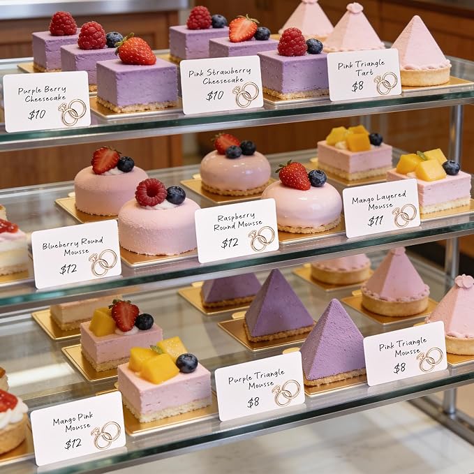 UNIQOOO 24Pcs Decorative Diamond Ring Place Card Holders Bulk, Matching Rings Name Card Holders, for Wedding Engagement Decor, Table Setting, Name Tag, Party Food Labels