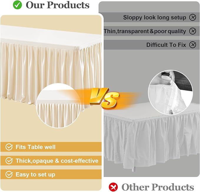 Shillance 2 Pack Ivory Table Clothes for 6 Foot Rectangle Tables, Premium Polyester Rectangle Tablecloth Wrinkle Resistant Washable Table Cover for Wedding, Party, Dining,Banquet,Buffet Tables - Image 6