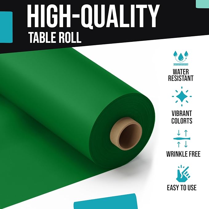 Exquisite Party Solids Emerald Green Plastic Table Cover Roll Pack of 6, 40" X 100' Table Cloth Plastic Cover Roll - Premium Quality Thick 0.5 MIL Banquet Rolls - Disposable Tablecloth Rolls - Image 4