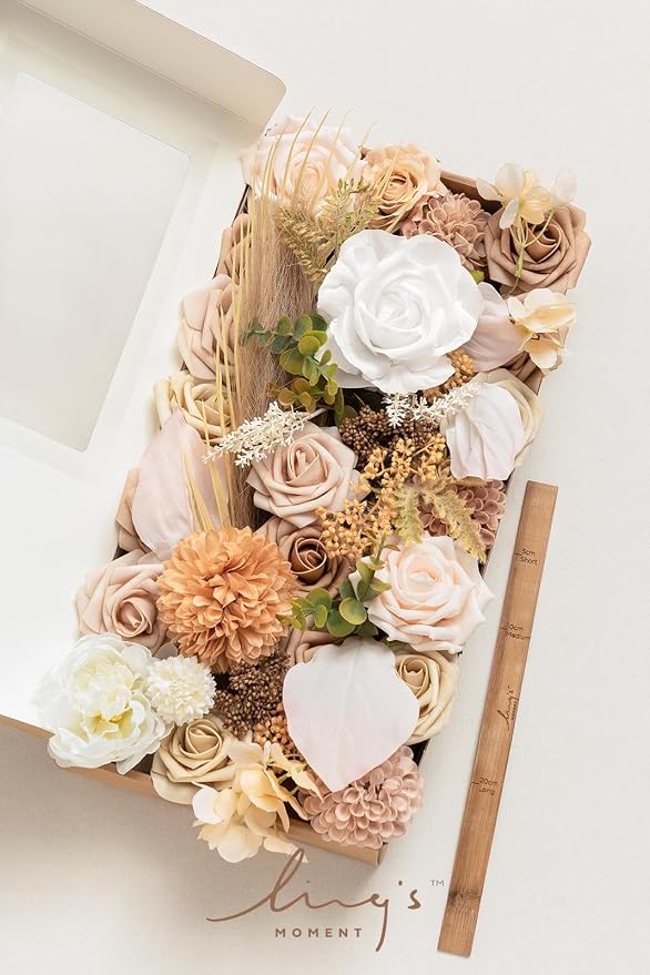 Ling's moment Artificial Wedding Fall Flowers Deluxe Combo, Boho & Nude | Fake Flower Greenery Stems Foam Roses Dahlia Peony for DIY Bridal Bouquets, Table Centerpiece, Floral Arrangement, Home Decor - Image 6