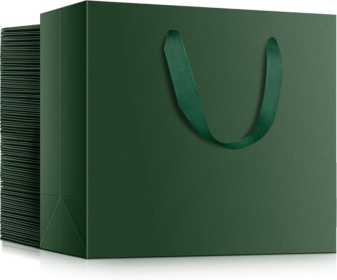 EUSOAR Paper Bags with Handles, 50pcs 10.6"x3.1"x8.3" Gift Bags Medium Size, Shopping Paper Wrap Bulk Grocery Retail Craft Bag Wedding Birthday Christmas Party Thank You Favor Bag by EUSOAR