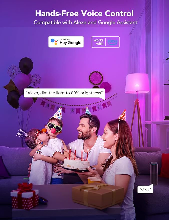 Govee Smart Light Bulbs, WiFi & Bluetooth Color Changing Light Bulbs, Music Sync, 16 Million DIY Colors RGBWW Color Lights Bulb, Work with Alexa, Google Assistant Home App, 800 Lumen, 6 Pack