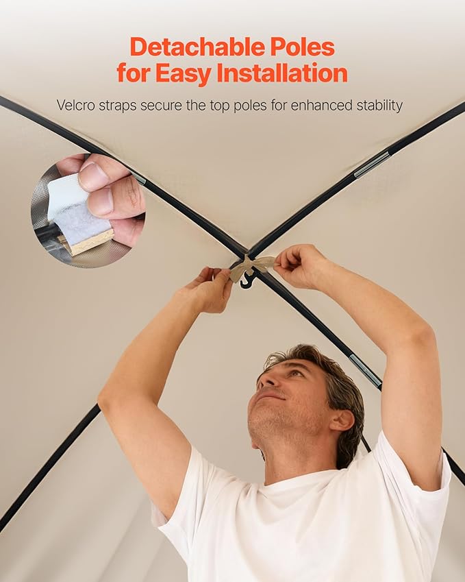 VEVOR 6 x 6 ft Pop-Up Screen House Tent with Extended Awning, 4–6 Person Screen Gazebo, Portable Screened Canopy with Carry Bag, Netting Sides & Ground Stakes for Patio, Backyard & Outdoor Activities