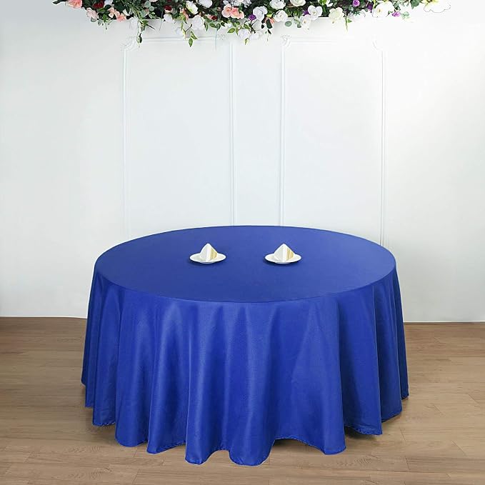 10 pcs 132 inch Royal Blue Round Polyester Tablecloths Fabric Table Cover Linens | 132" Washable Fabric Table Cloth Covers for Wedding Party Polyester Reception Buffet Events Catering Dining Kitchen - Image 5