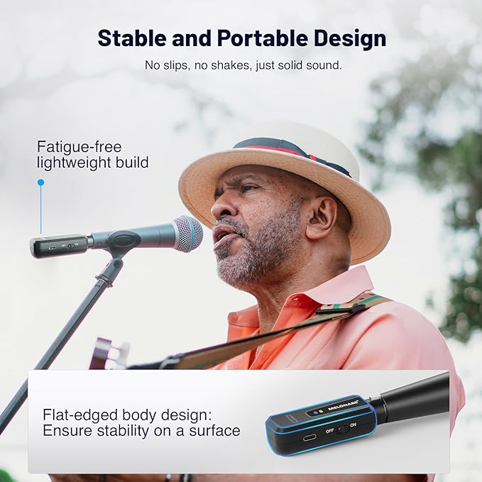 Plug on UHF 900MHz XLR Wireless Microphone Adapter, XLR Wireless Audio Transmitter & Receiver System, 164ft Range, +48V Phantom Power for Mic, Audio Mixer and PA Setup (MX-1)