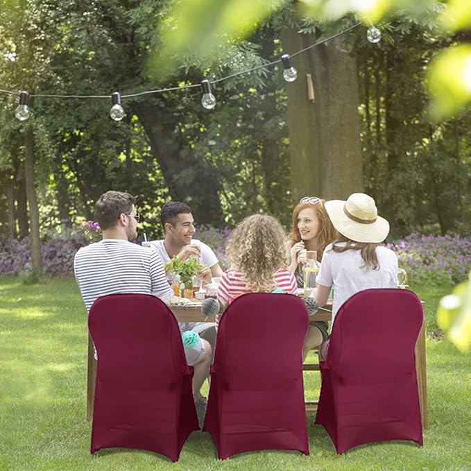 Babenest Stretch Spandex Folding Chair Covers for Wedding, 30PCS Burgundy | Upgraded Universal Washable, Fitted Chair Slipcovers Protector for Holidays, Banquet, Party, Easter Celebration - Image 6
