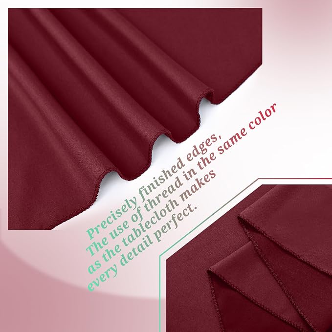Teruntrue 12 Packs Burgundy Tablecloths 60x102 inch Rectangle Table Cloth for 6 Foot Rectangle Tables, Washable Polyester Fabric for Wedding Parties Banquet Holiday Dinner Table Decorative, Burgundy - Image 6