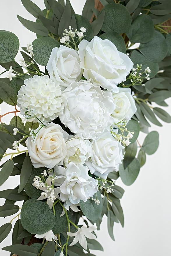 Olalaka Artificial Flower Swag Set of 2 for Wedding Welcome Signs Floral Decorations, White Wedding Arch Flowers for Wedding Ceremony - Image 8