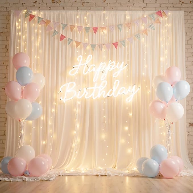 30ft x 8ft Wrinkle Free Ivory Backdrop Curtain for Parties, 6 Panels 5x8ft Silky Polyester Ivory Wedding Backdrop Drapes Photo Back Drop Cloth for Birthday Baby Shower Photography Background - Image 8
