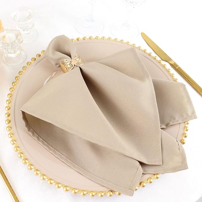 Tableclothsfactory Premium Pack of 5 Premium Nude 20" x 20" Washable Polyester Napkins Great for Wedding Party Restaurant Dinner Parties - Image 7