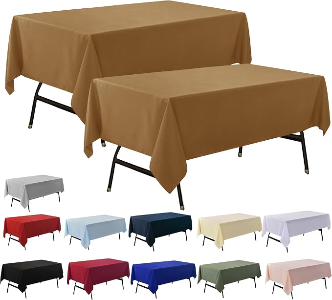 2-Pack 60x102 inch Coffee Table Cloths, Solid Stain and Wrinkle Resistant Oblong Tablecloth, Premium Plain Weave Polyester Fabric Rectangle Table Linen Covers for Hotel, Wedding by Unknown