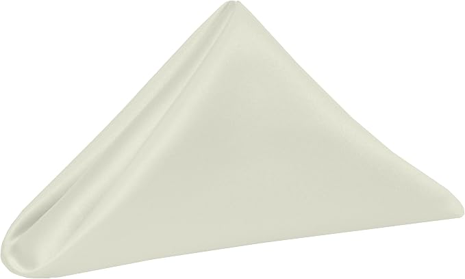 Ultimate Textile 17x17-Inch Square Satin Cloth Napkins, Ivory, Set of 12 by UltimateTextile