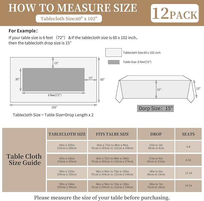 12 Pack Black Tablecloths for Rectangle Table 60x102 Inch - Image 3