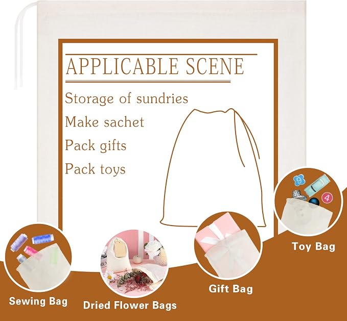 Tatuo 400 Pcs Cotton Muslin Bags with Drawstring, 5 x 7 Inch - Image 5