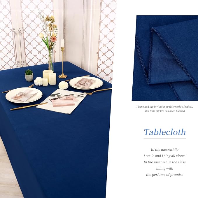 6 Pack Tablecloth 60 x126 inch Polyester Table Cloth for 8 Foot Rectangle Tables,Stain and Wrinkle Resistant Washable Fabric Table Covers Polyester Navy Blue Table Clothes for Wedding,Party,Banquet - Image 3