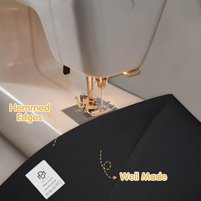 BRILLMAX 4 Pack Black Round Tablecloths 108 Inch for 48" Tables | 150 GSM Polyester Fabric, Floor Length Drop, Water, Stain & Wrinkle Resistant Cloth Cover for Wedding Reception Banquet Party - Image 4