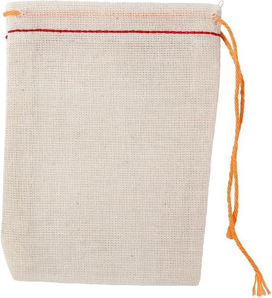 Celestial Gifts Small Cotton Drawstring Muslin Bags, 50 Pcs, 2.75x3.75 | Reusable Tea, Jewelry, Gift, Spice & Sachet Bag, 100% Cotton, Made in USA, Red Hem & Orange Drawstring, Cloth Pouches by CelestialGifts