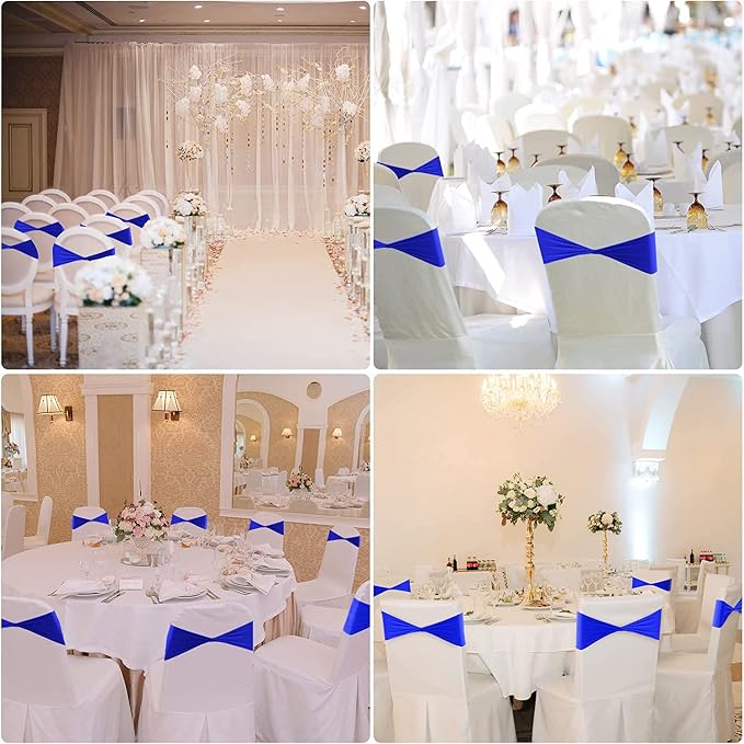 VDS Pack of 125 PCS | Yellow | Spandex Chair Sashes Bows Without Buckle | Stretch Elastic Banquet Universal Folding Chair Band Tie with for Wedding Party Conference Celebration Event Decoration - Image 9