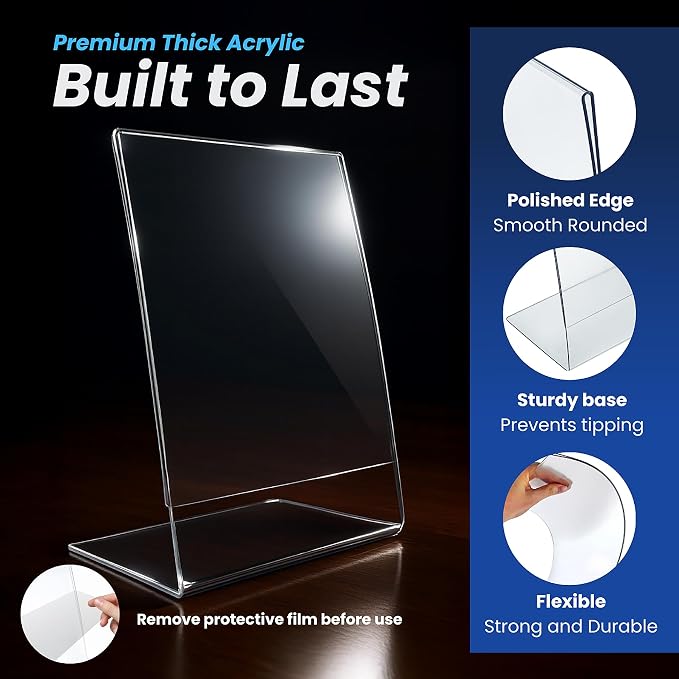 Azar Displays 112718 8" W x 10" H Vertical L-Shaped Sign Holder (10 Pack) - Image 4