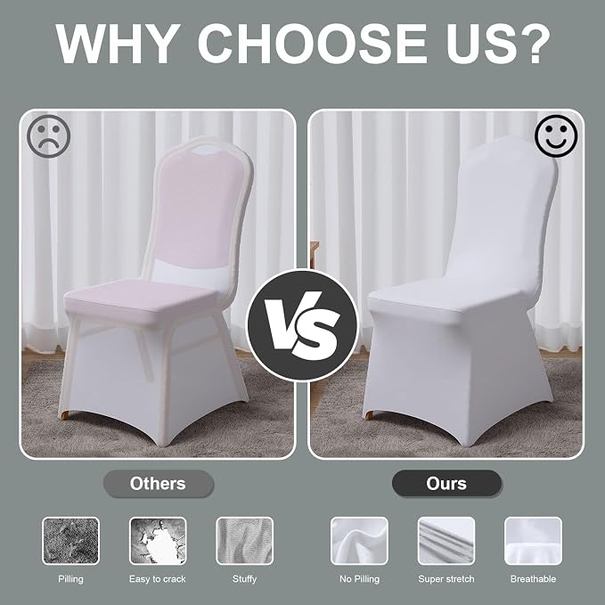 Trlyc Spandex Banquet Chair Covers 50 Pcs White for Wedding Party - Image 4