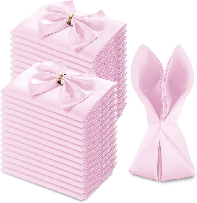 MILVOWOC 72 Pack Square Light Pink Satin Napkins 20" x 20" | Soft Silk Dinner Napkins, Smooth Decorative Table Napkins, Washable & Reusable Cloth Napkins by MILVOWOC
