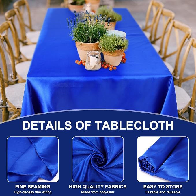 Moukeren Rectangle Tablecloths 58" x 102" for 6 ft Tables, Blue, 18 Pack | Wrinkle Resistant Polyester, Reusable Washable Bulk Tablecloths, Wedding Party Restaurant - Image 3