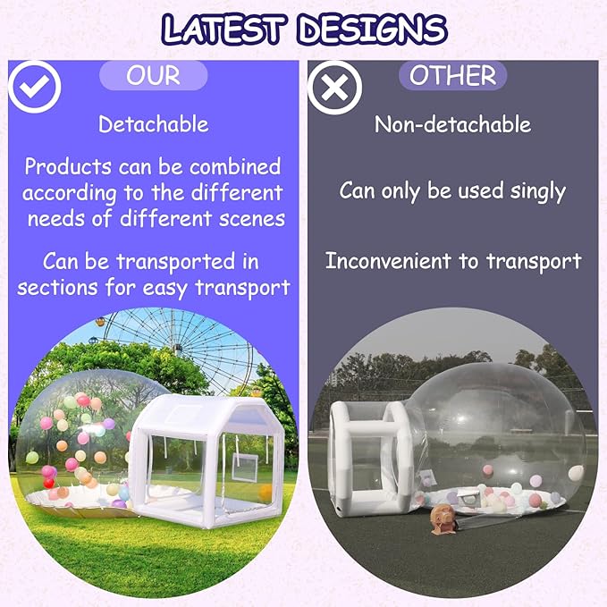 10FT Clear PVC Inflatable Bubble House Dome Tent with Tunnel - Bubble House Dome Inflatable, Ideal for Fun Events and Parties, Durable Inflatable Bubble House, Easy Setup